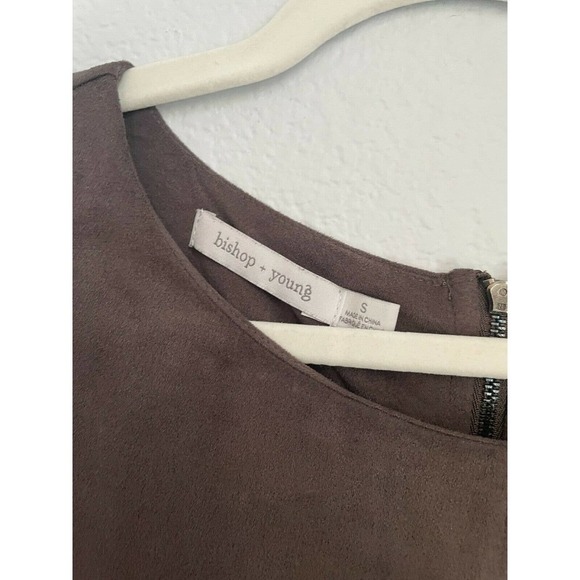 Anthropologie Bishop & Young Brown Faux Suede Shift Mini Dress Minimalist - Picture 3 of 5